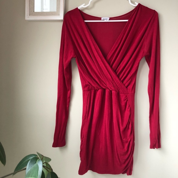Tobi Dresses & Skirts - Tobi Red Wrap Bodycon Dress